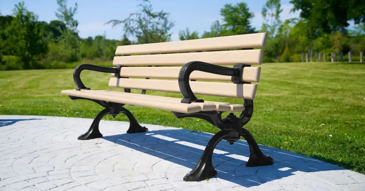 Memorial bench in a quiet green space